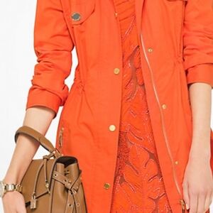 Michael Kors Orange Rain/ Resistant Jacket with Gold Details. Closing Closet
